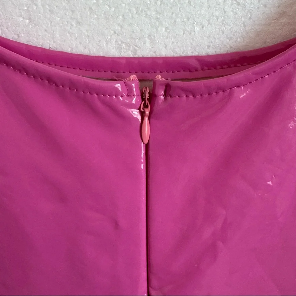 Barbie Pink Vinyl Scoop Neck Mini Dress NWOT - Picture 7 of 9